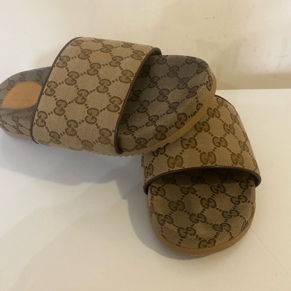 GUCCI Sideline Logo Canvas Slide Sandals Mens Sz G 9 US 10 - Picture 3 of 9